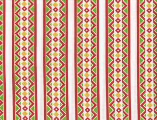 Quilt Quilting Fabric Feedsack Melody Zigzag Stripe Green Red Yellow 