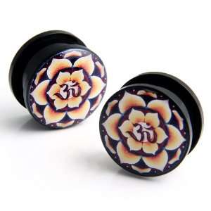  Hindu Ohm Flower Acrylic Screw On Ear Plug Gauges  1/2 Jewelry