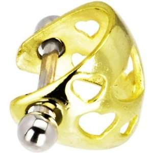    Silver 925 Gold Plated Hollow Heart Pierced Ear Cuff Jewelry