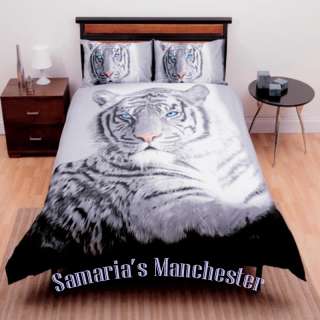 TIGER   BLUE EYES   DOUBLE BED QUILT COVER SET   NEW  