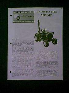 WHEEL HORSE SIDE MOUNT SICKLE BAR SMS 506 PARTS MANUAL  
