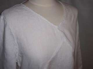 Misses HOT COTTON PETITE by MARC WARE Top White Linen L PL EUC  