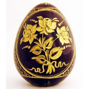   Egg Hand Blown Hand Etched in St Petersburg Russia Floral Egg Jewelry