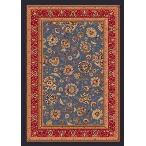   Moor Blue and Red Floral Nylon Area Rug 3.90 x 5.40.