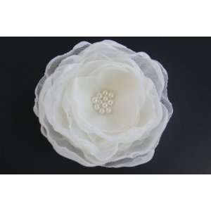  Ivory bridal flower hair clip and brooch in chiffon   MELI 