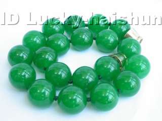 healthy round natural green jade necklace 20mm  