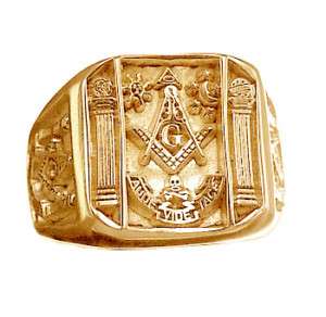   24kt gold vermeil over Sterling silver free mason MASONIC RING Jewelry