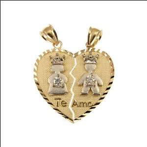   Split Heart Te Amo King Queen Pendant Charm Lab Created Gems Jewelry