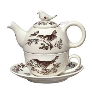  Andrea by Sadek Bird Toile Teapot Cup Mug Tea Pot Tea For 