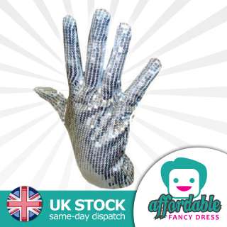   JACKSON WHITE SEQUIN SEQUINNED GLOVE SPARKLY FANCY DRESS  