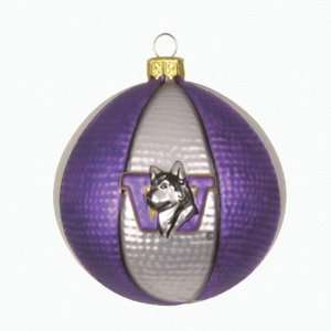 Washington Huskies 3.5 Glass Basketball Ornament  Sports 
