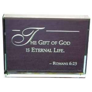    Romans 623 Hand Carved Polished Glass Paperweight