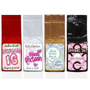  Personalized Sweet Sixteen Brick Pack Coffee Favors 