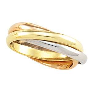 Platinum & 18K Yellow Gold Tri Color Rolling Ring Jewelry 