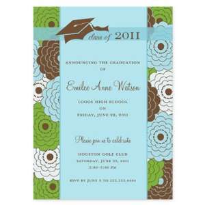   Retro Floral Graduation Invitation Invitations