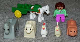 Vintage Lego Duplo Farm Animals Horse & Cart, Horse, Sheep, Pig & 2 