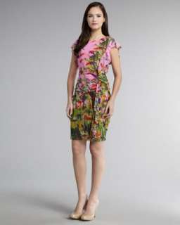Floral Print Flutter Sleeve Dress