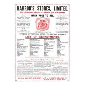  Advertisement for Harrods Department Store, London, in 