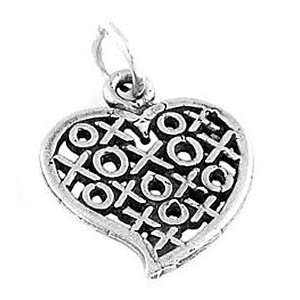  Sterling Silver Xoxo Heart Hugs and Kisses Charm Jewelry