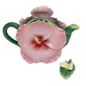  Porcelain Hibiscus Flower Tea Pot