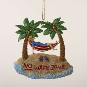   No Wake Zone Tropical Island Christmas Ornaments 3.5