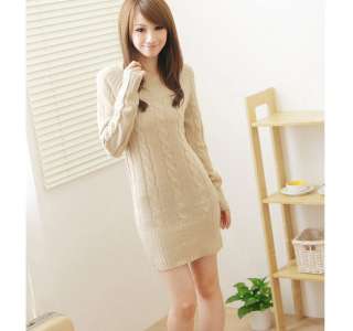   Fashion Designed Warm Scoop Neck pullover Long Girls Sweater coat