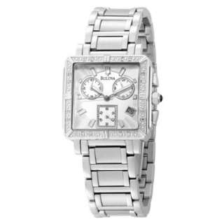 Bulova Womens 96R000 Diamond Accented Chronograph Watch   designer 