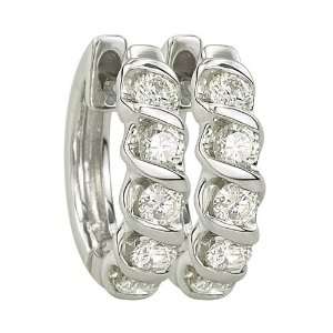  14K White Gold 1/3 ct. Diamond Huggie Earrings Katarina Jewelry