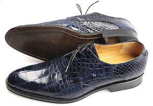   MZ COUTURE Spain Navy Alligator Saddle Oxford Shoes 15 W   NIB $1,495