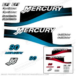 Mercury 90hp Outboard Decal Kit Blue or Red Available  