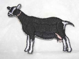 Alpine Dairy Goat Iron On Embroidered Applique Patch Black White 