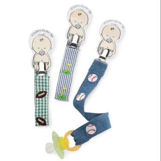 Mud Pie Baby SPORTS EMBROIDERED PACIFIER CLIP 174439 All Boy 