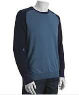   Smith PS teal cotton silk colorblock raglan sweater style# 315925601
