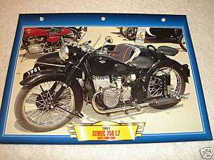 1951 CEMEC 750 L7 with SIDE CAR Motorcycle PRINT CARD  