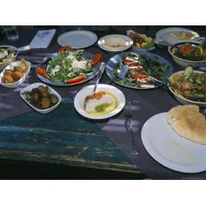 Food at the Haret Idoudna Restaurant, Madaba, Jordan, Middle East 