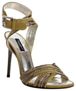 Dolce & Gabbana green snakeskin and suede sandals   