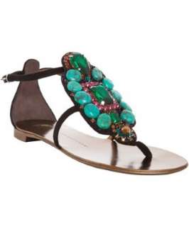 Giuseppe Zanotti black suede stone detail thong sandals   up 