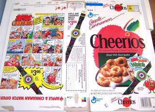 1992 Apple Cinnamon Cheerios watch offer Cereal Box z10  