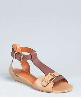 Pour la Victoire luggage and blush leather Mali wedge sandals