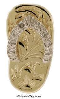 Hawaiian Jewelry 14k Gold Diamond Slipper Pendant  