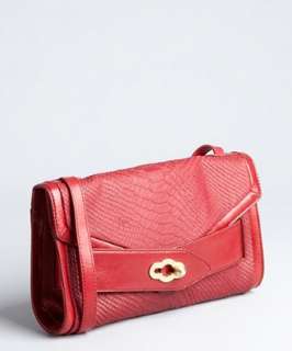 Pour la Victoire red snake embossed Roma envelope clutch   