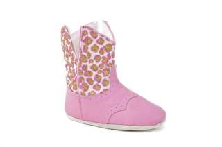 Roper Infant Baby Soft Pink Glitter Leopard Cowboy Cowgirl Boots Shoes 
