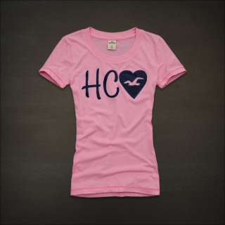 Hollister Scoop Nk HCO Heart Logo Bird Pink T Shirt XS S M L NWT 