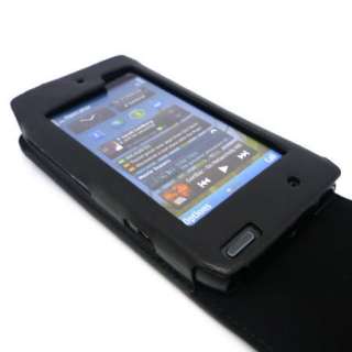 Black Flip Leather Case Cover for Nokia N8 + Screen G  