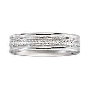 BENCHMARK Womens 14k White Gold Braided Comfort Fit Wedding Band (6 