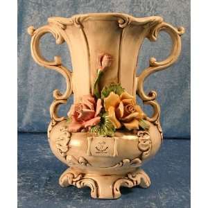    Capodimonte Three Rose Vase with Four Handles Patio, Lawn & Garden