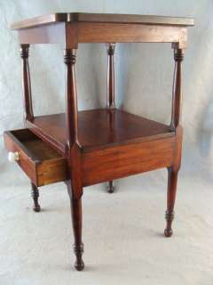 Antique 1840s Cherry 1 Drawer Turned Leg Table  