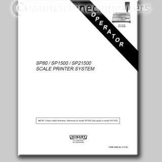 Hobart SP1500 SP80 Scale Operator & Supervisor Manual  