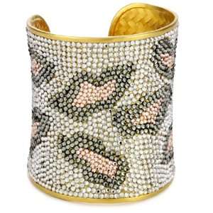   Hamro Atelier Lulu Leopard Print Pave and Gold Vermeil Cuff Bracelet
