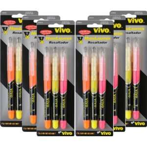  Vx Liquid Ink Highlighters, Pink, Yellow, Orange, Six 3 Color Sets 